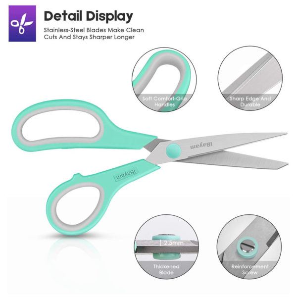 iBayam Scissors, 8" Multipurpose Scissors Bulk 3-Pack - Image 2