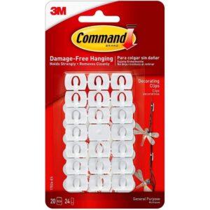 Command Small Decorating Clips, White, 20-Clips, 24-Strips, Decorate Damage-Free
