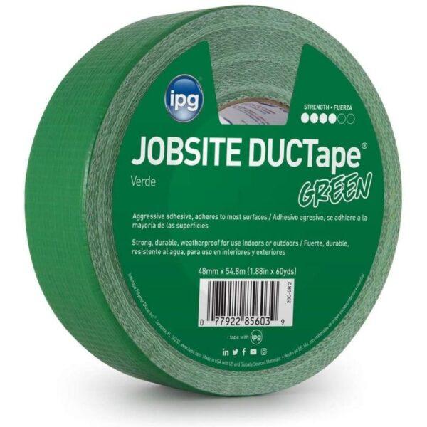 IPG JobSite DUCTape, Colored Duct Tape, 1.88" x 60 yd, Green (Single Roll)