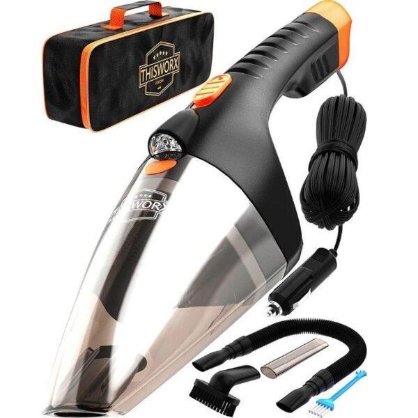 Portable Car Vacuum Cleaner: High Power Handheld Vacuum w/LED Light -110W 12v